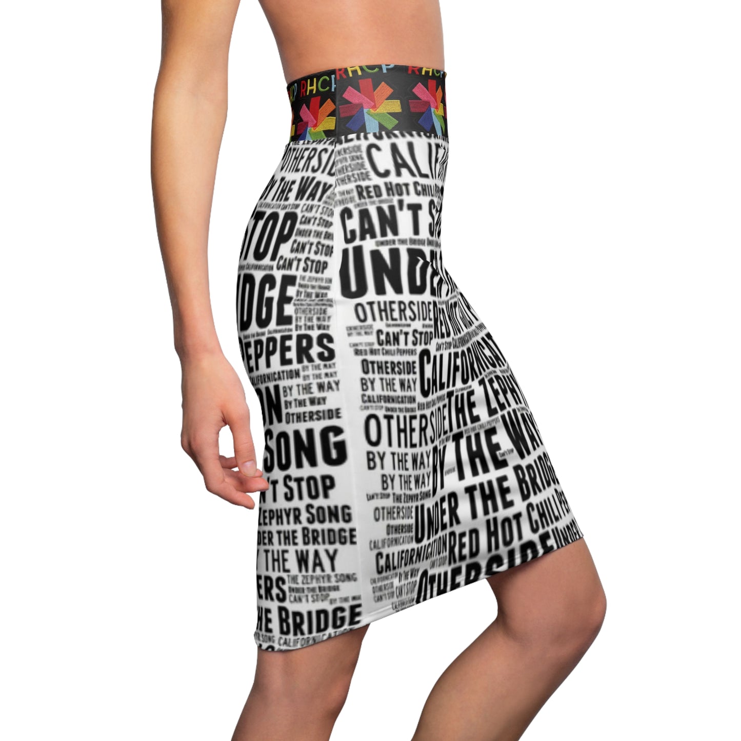 RHCP Black and white Song Title Womens skirt