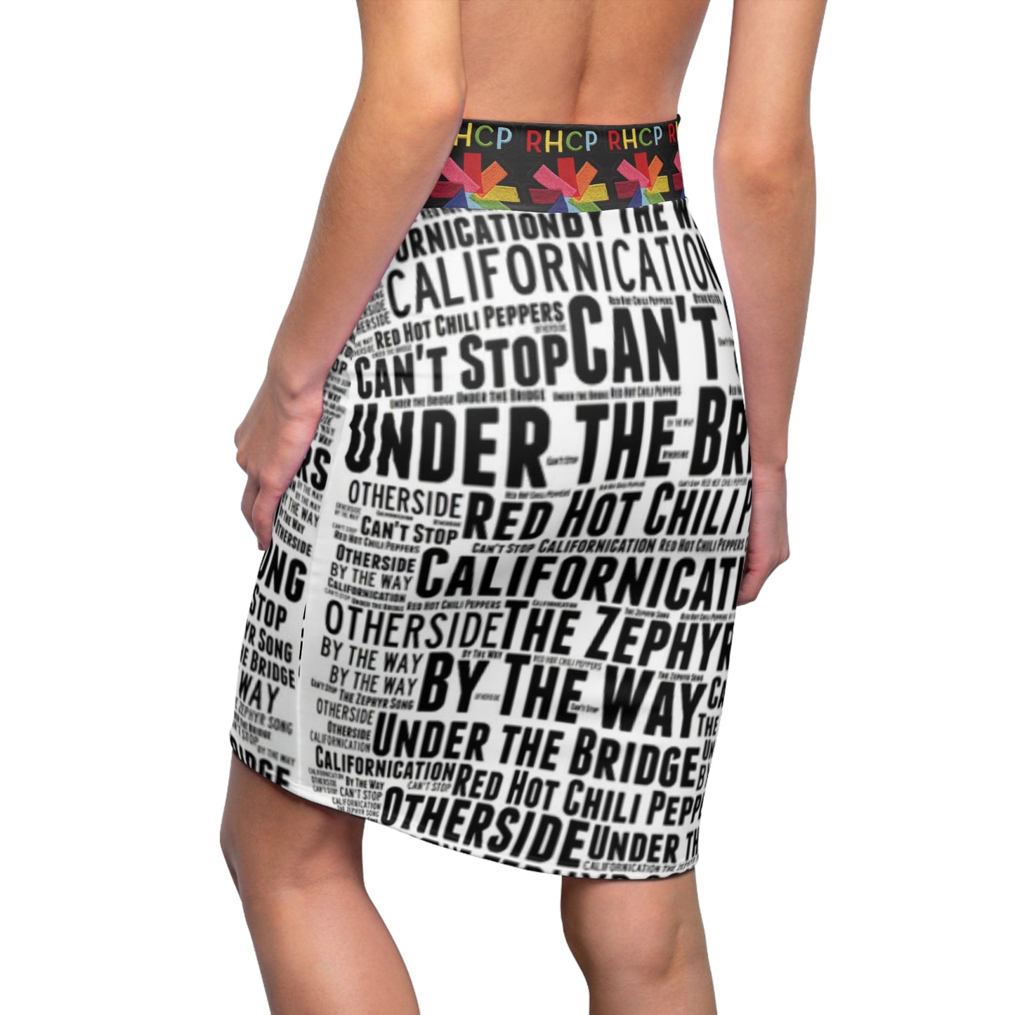 RHCP Black and white Song Title  Womens skirt