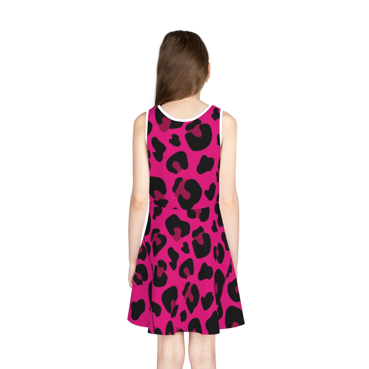 Blonde Pink Leopard Girls' Sleeveless Sundress