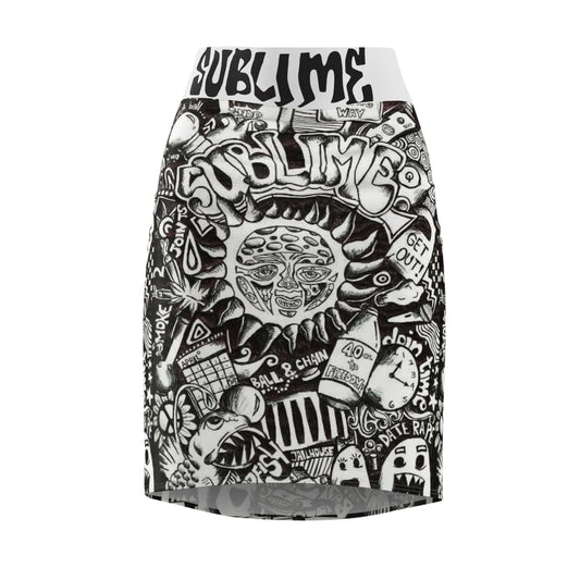 Black and white Art Psychedelic rock  Womens skirt