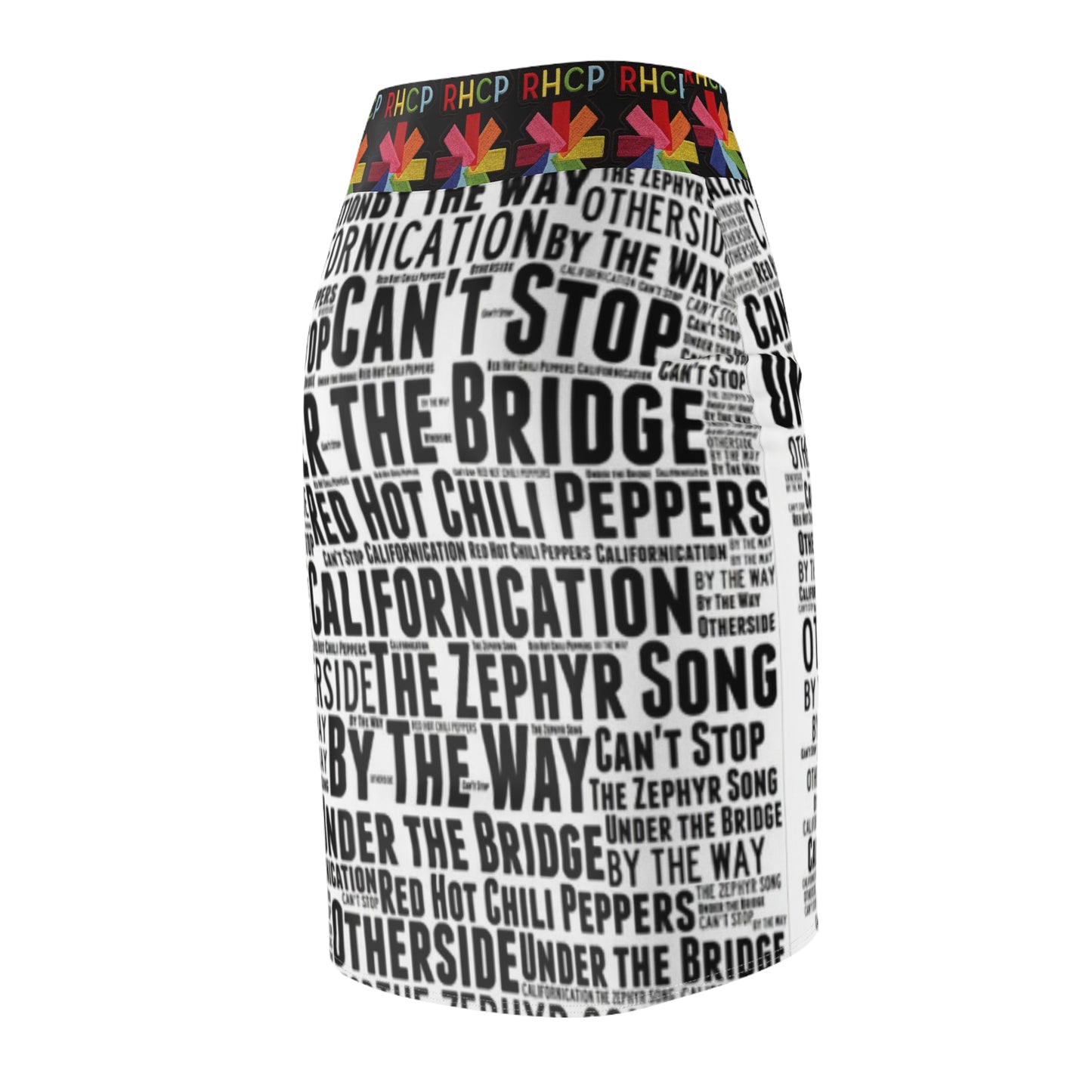 RHCP Black and white Song Title  Womens skirt