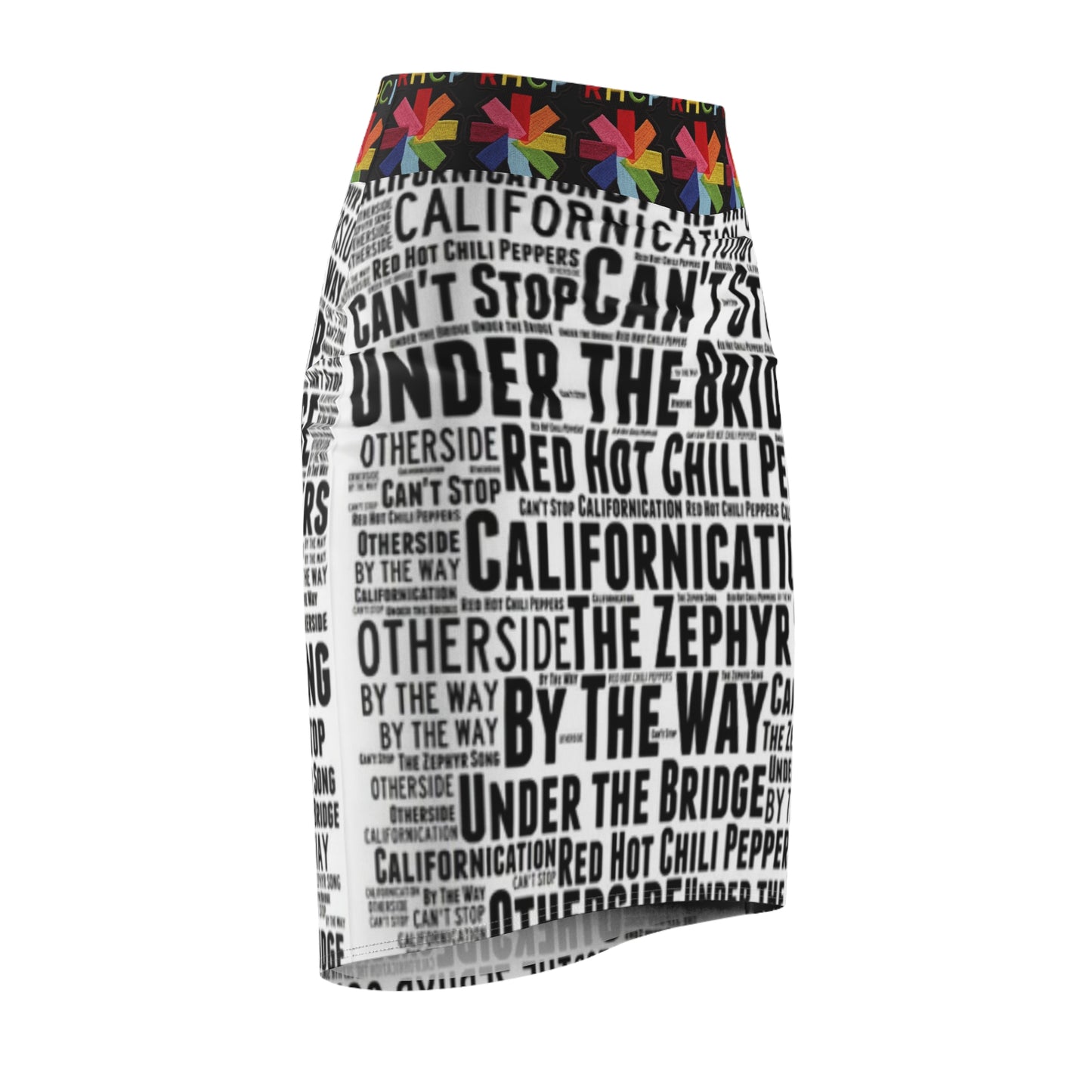 RHCP Black and white Song Title  Womens skirt