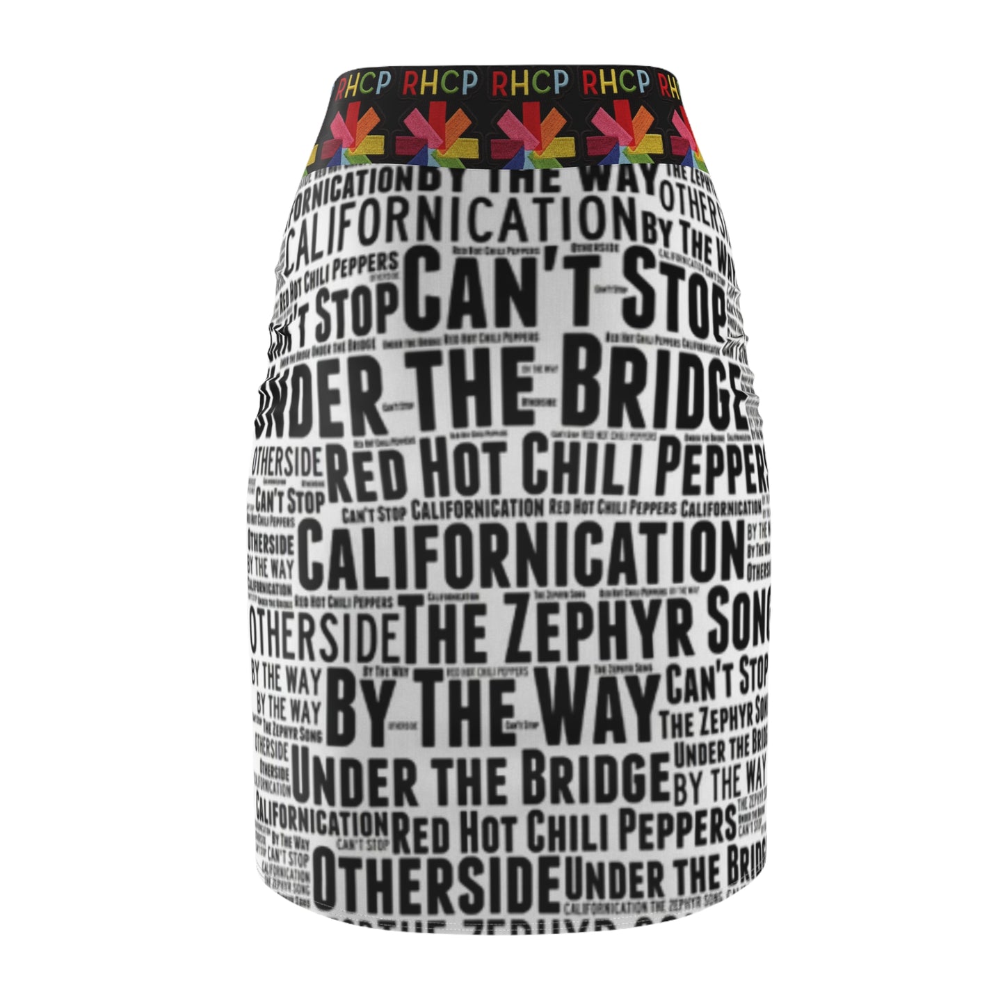 RHCP Black and white Song Title  Womens skirt