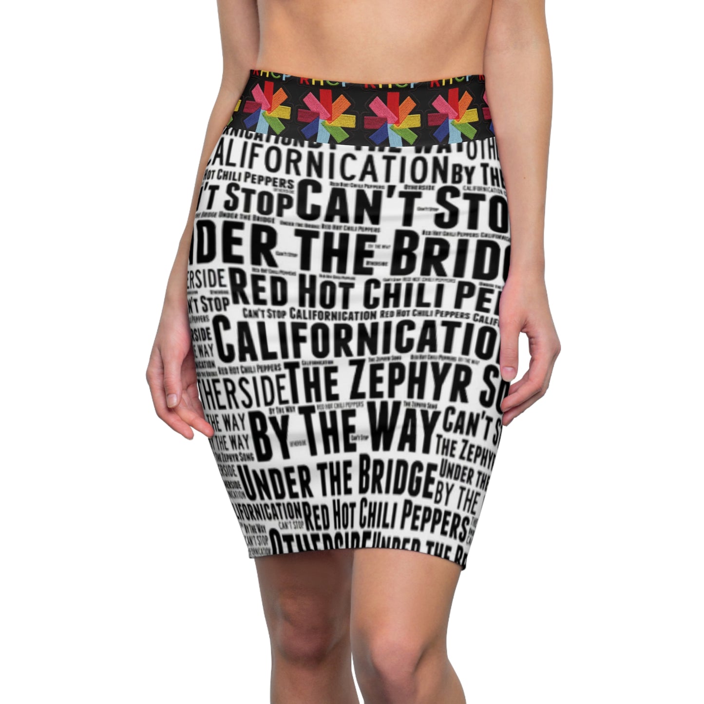 RHCP Black and white Song Title  Womens skirt