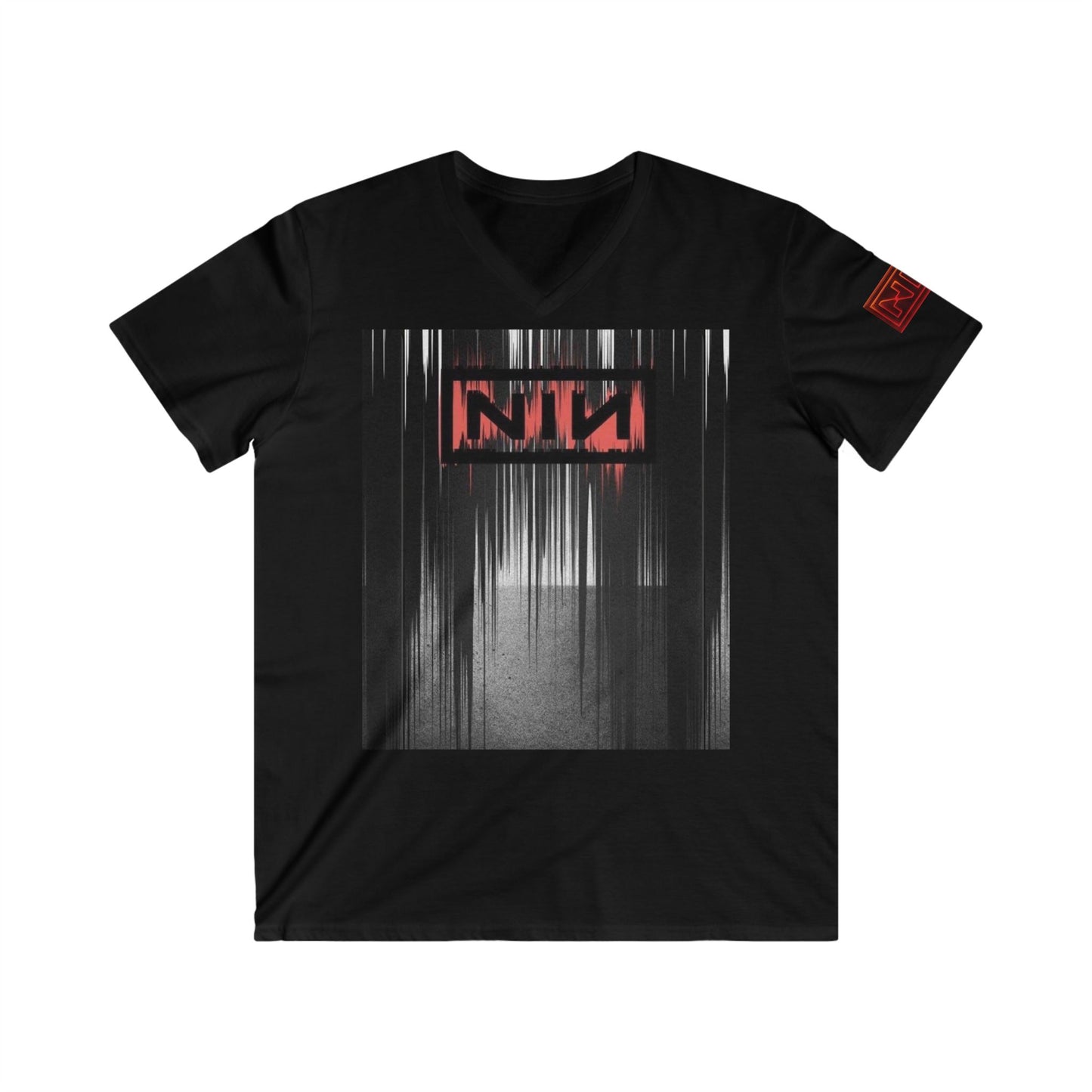 Mens NIN drip Fitted V-Neck Short Sleeve Tee