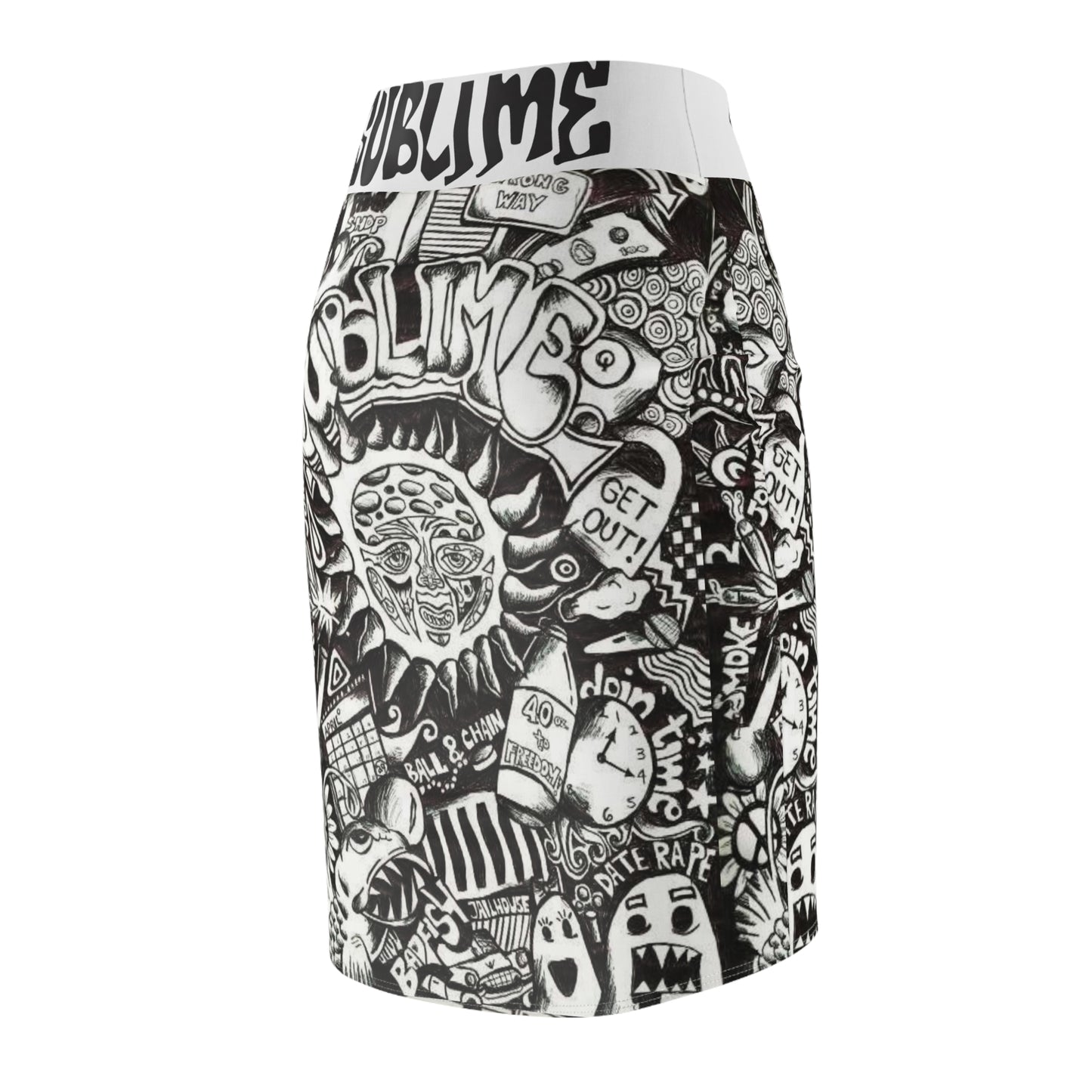 Black and white Art Psychedelic rock  Womens skirt