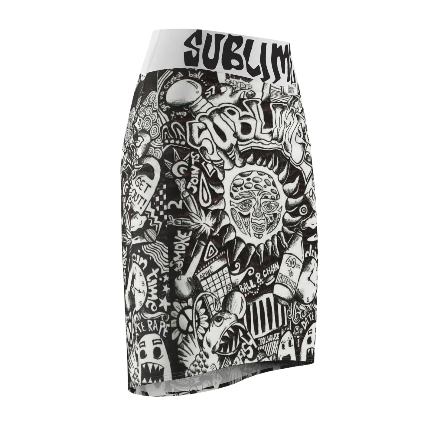 Black and white Art Psychedelic rock  Womens skirt
