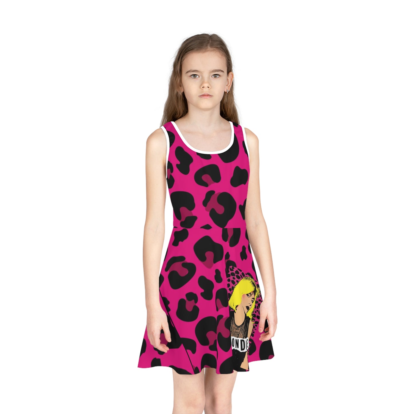 Blonde Pink Leopard Girls' Sleeveless Sundress